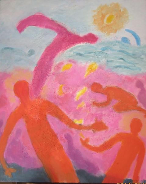Swimmers, 24 x 30,  Acrylic with Texture, $500
