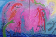 Green-Snake-Diptych-2-30-x-40s-Acrylic-with-Texture-on-Canvas