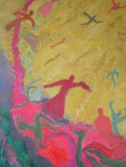 Getting Frisky, 24 x 30, Acrylic, $500