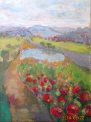 Glance at the Camino, 12 x 16, Acrylic, SOLDze-acrylic-2014-SOLD