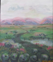 Roadto Pipnk Hills, 24 x 30, Acrylic, $500